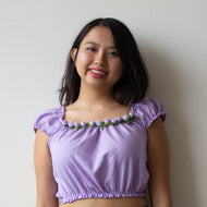 Handmade lavender puff sleeve top with flowers