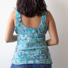 Load image into Gallery viewer, y2k teal paisley babydoll top
