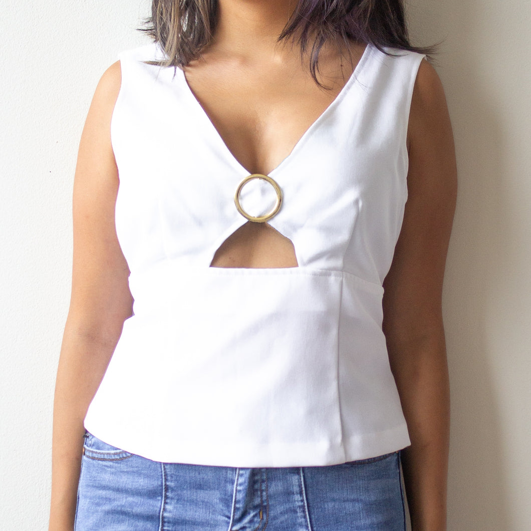 White 00s cut out top