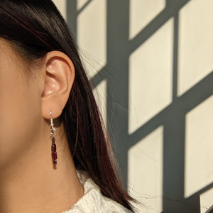 Natural garnet drop earrings