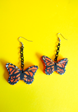 Load image into Gallery viewer, Orange monarch butterfly earrings
