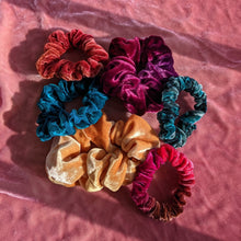Load image into Gallery viewer, ASSORTED handmade silk velvet scrunchies
