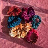 ASSORTED handmade silk velvet scrunchies