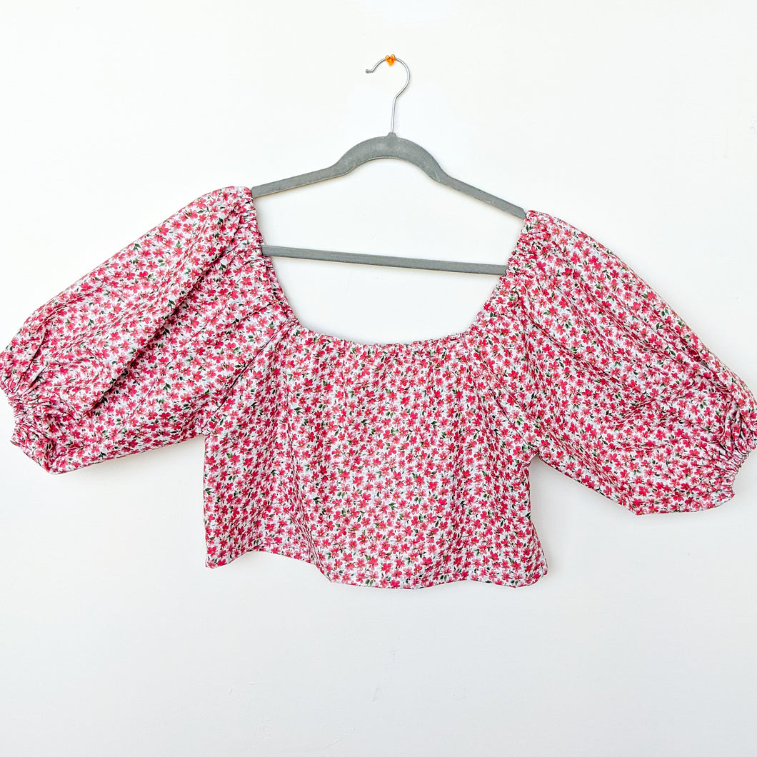 Handmade pink floral xtra puffy top