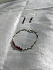 natural garnet bracelet and earring set