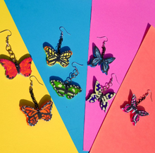 Load image into Gallery viewer, Pink hand painted butterfly earrings
