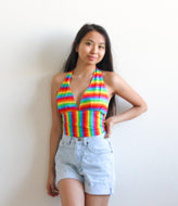 handmade rainbow striped halter top