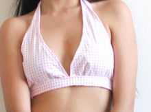 Load image into Gallery viewer, handmade pink and white halter top
