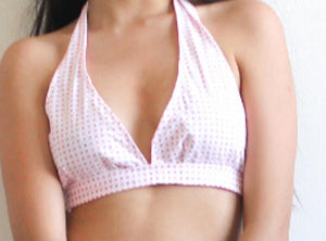 handmade pink and white halter top